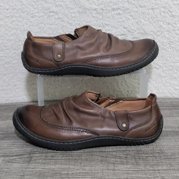 Earth Kalso Invoke Brown Leather Ruched Slip-On Shoes Size 9.5B - Picture 2 of 14
